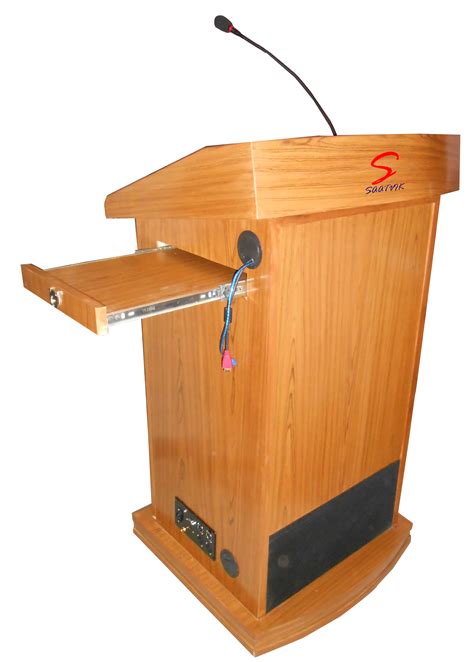 Saatvik Wooden Podium with PA System and connectivity for laptop/pc | Wooden podium, Pa system ...