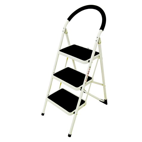 Folding Step Ladder 3 Tread Capacity 150kg White Frame 124678