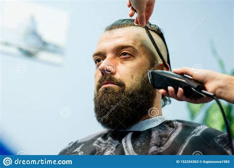 Hipster Client Visiting Barber Shop Mens Fashion Stock Image Image Of Face Hairstyle 152334363