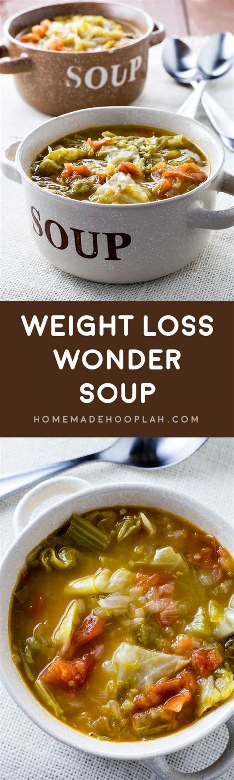 Moreover, the manual hard work of cutting and cooking may make you order takeaways, throwing you off… in other words, soups are great for weight loss but tuff to prepare. Weight Loss Wonder Soup - Homemade Hooplah