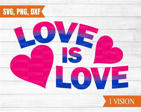 Love Is Love Svg Bi Cut File Bisexual Love Hearts Pride Etsy Uk