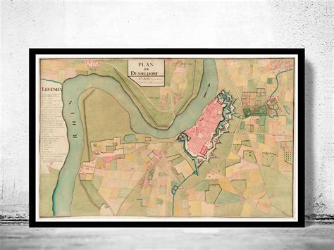 Old Map Of Dusseldorf Germany 1795 Vintage Map Wall Map Print Vintage