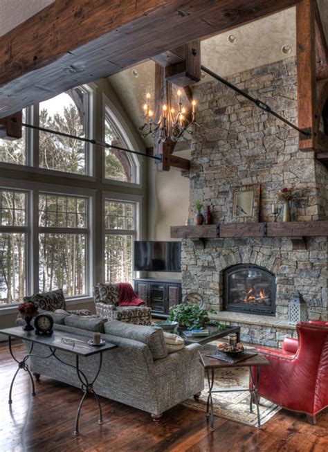 A fireplace provides an instant focal point and frequently gives a. 19 Stunning Rustic Living Rooms With Charming Stone Fireplace