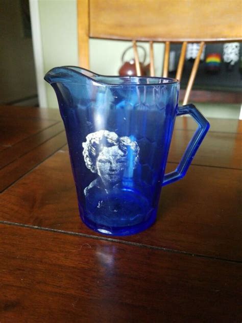 Vintage S Hazel Atlas Cobalt Blue Glass Shirley Temple Creamer