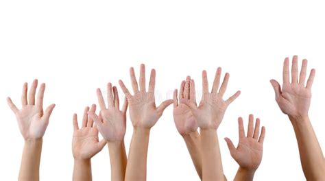 People Raise Hands In The Air Stock Photo Image Of Teamwork