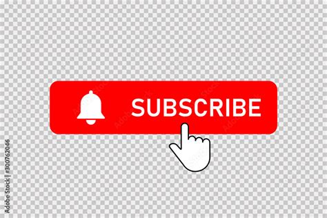 Subscribe Red Button With Bell And Hand Clicking Cursor Subscribe