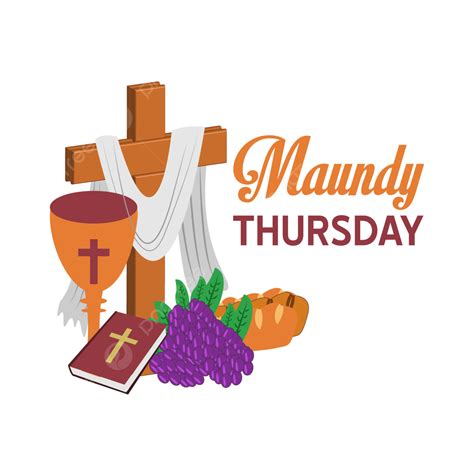 maundy thursday vector art png maundy thursday decoration design of bible cross and food cup