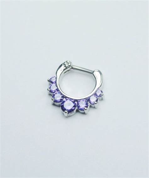 16g Surgical Steel Purple Gem Septum Clicker Ring Septum Jewelry Glam Jewelry Body Jewelry