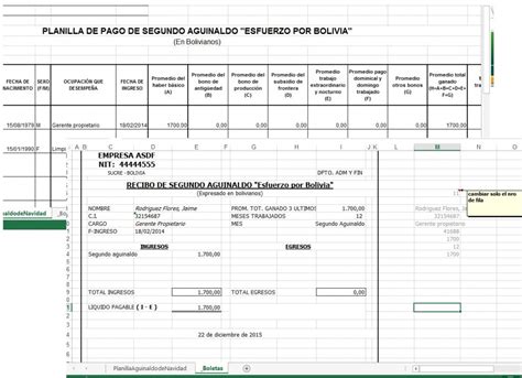 Planilla De Aguinaldos Formato En Excel Con Boletas Bolivia Impuestos