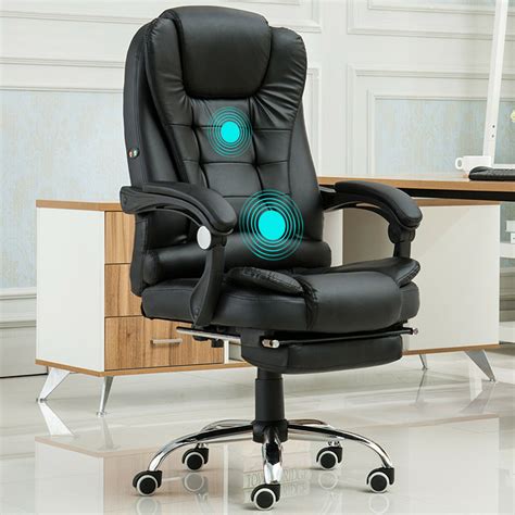 Massage Office Chair Recliner Swivel Computer Gaming Pu Leather W Footrest Uk Office Chairs