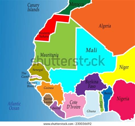 Political Map West Africa Colorful Bright Stock Illustration 230036692