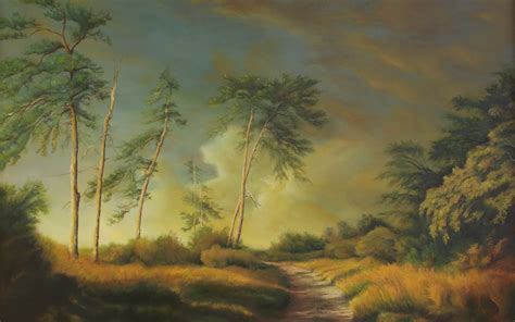 Nature Grass Trees Landscape Art Painting Wallpaper 2560x1600