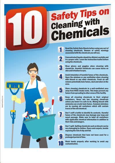 Safety Tips On Cleaning With Chemicals Safety Posters Chemical
