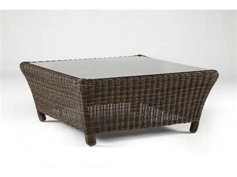 Rattan is a natural material; South Sea Rattan Del Ray Wicker Chestnut 41''Wide Square Glass Coffee Table | 76645