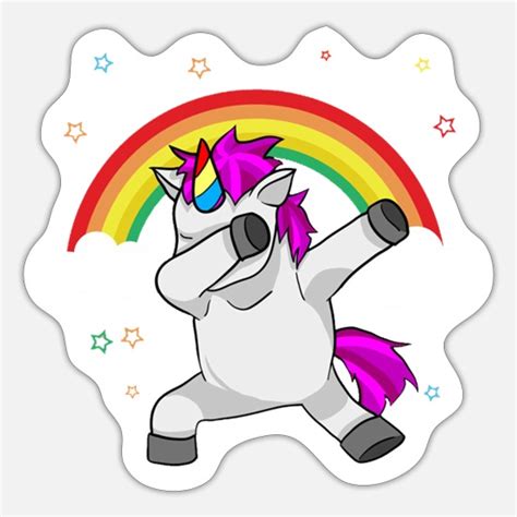 Dabbing Unicorn Funny Dab Dance Rainbow Sticker Spreadshirt