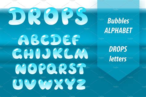 Bubble Letters Water Drop Alphabet Vector Graphics Creative Market