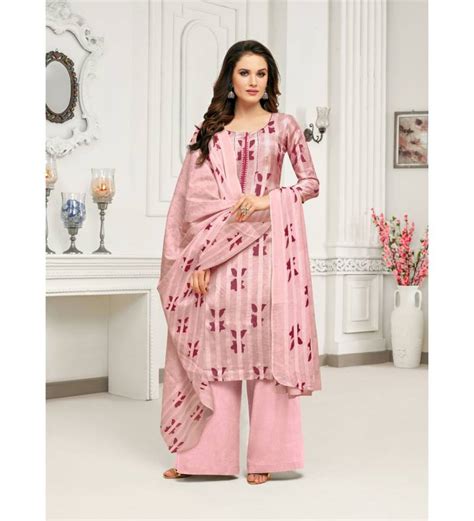 Light Pink Cotton Jam Silk Womens Salwar Suit Mf Next Com 3106137