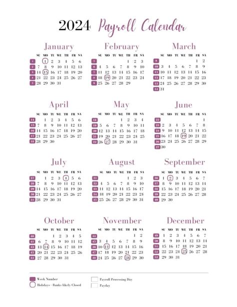 2024 Federal Payroll And Holiday Calendar Template Free Printable