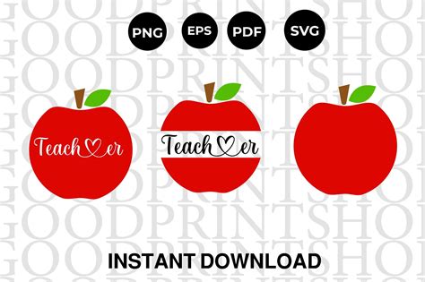 Red Apple Teacher Svg Teacher Apple Graphic By Goodprintsshop