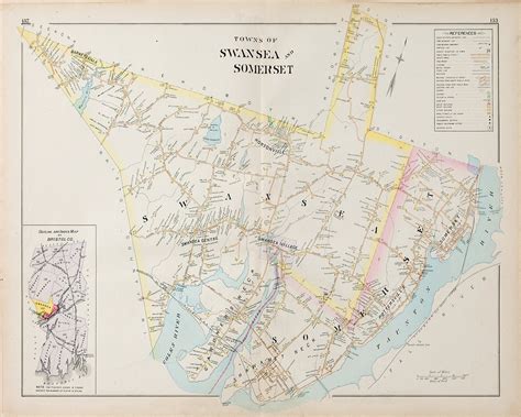 Print Of Antique City Map Of Swansea Massachusetts On Photo Etsy