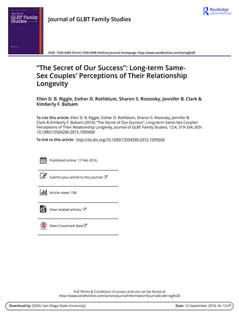 Pdf “the Secret Of Our Success” Long Term Same Sex