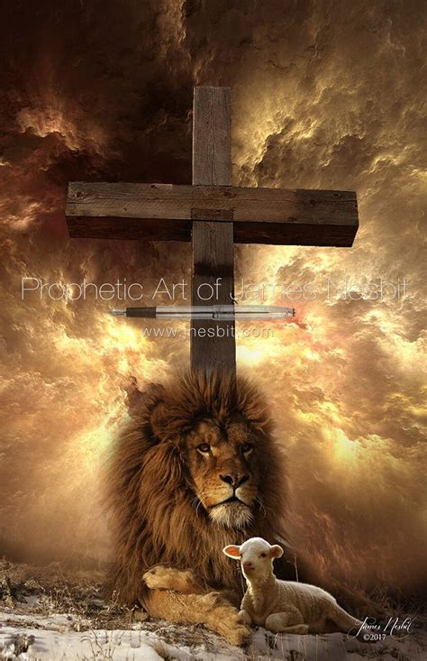 The Lion And The Lamb Cross — Products Prophetic Art Of James Nesbit