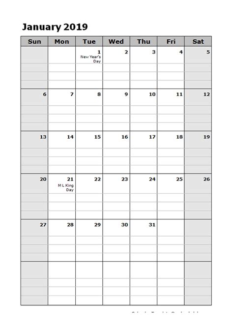 daily planner calendar template  printable