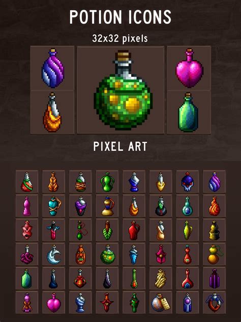 Potion Icons Pixel Art Pack Pixel Art Cool Pixel Art
