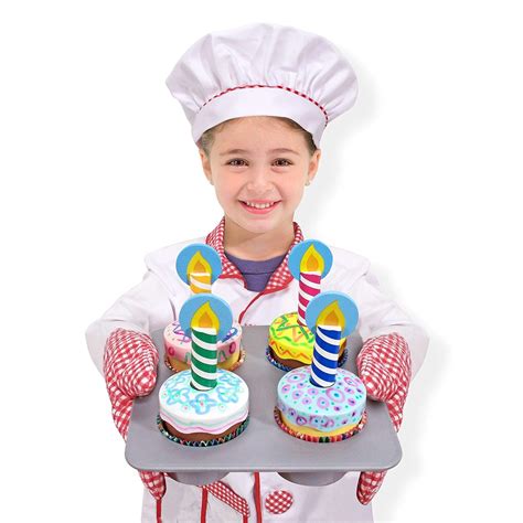 Melissa Doug Bake Decorate Cupcake Set Pretend Play Colorful Wooden