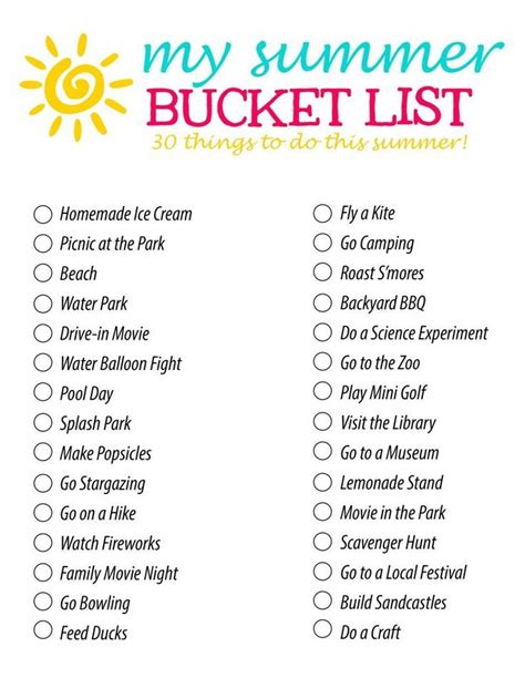 Summer Bucket List 30 Fun Summer Activity Ideas For Families And Kids