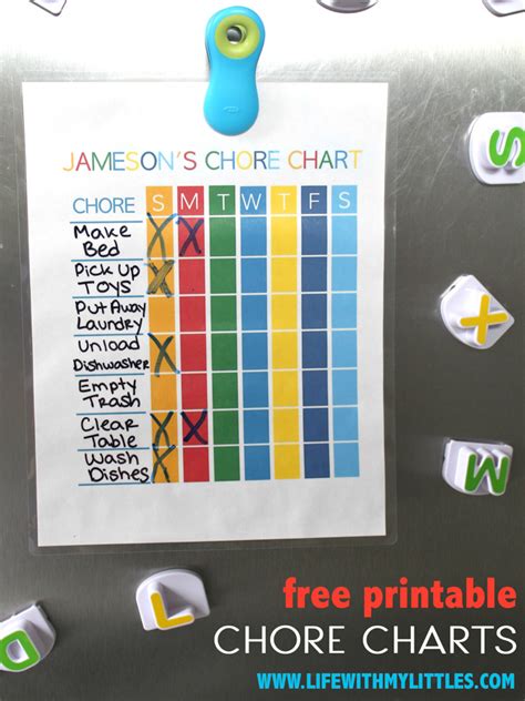 Free Printable Chore Chart For Kids Life With My Littles