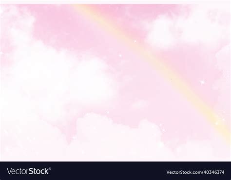 Pink Background Aesthetic Rainbow Cloudy Sky Vector Image