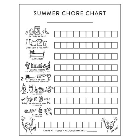Summer Chore Chart Printable