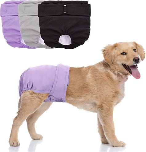 Koeson Washable Female Dog Diapers 3 Pack Reusable Leakproof Doggie