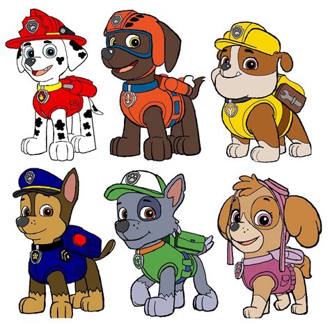 A Group Of Cartoon Dogs With Different Outfits
