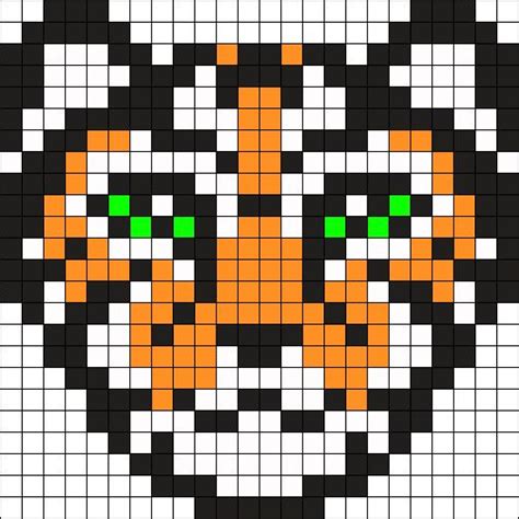 An Orange And White Pixellated Face With Green Eyes On Black Background