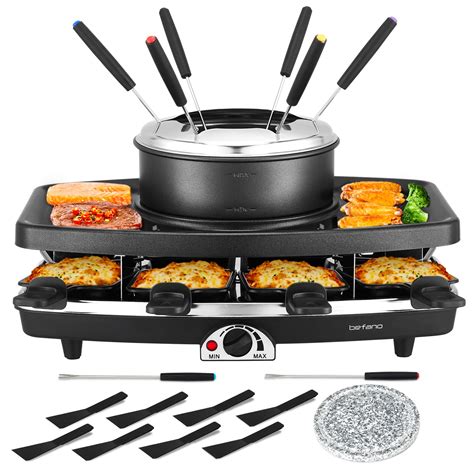Befano Electric Raclette Bbq Grill With Fondue Pot Sets Portable