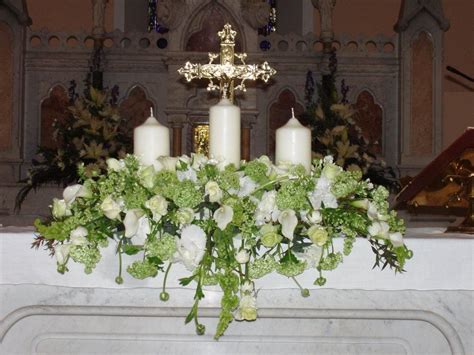 Three Candle Altar Arrangement Church Wedding Flowers Church Wedding