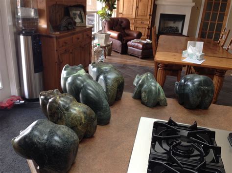 Brazilian Soapstone Bears Carved By Trevor Moen For The Art Show At The