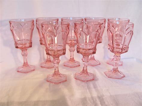 Fostoria Virginia Pink Water Wine Goblets 7 1 4 Tall Pink Glassware Fostoria Water Into Wine
