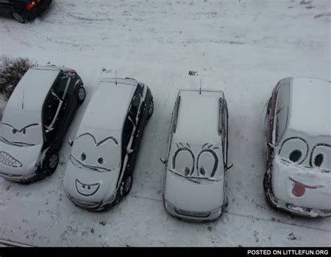 Littlefun Faces On Cars In Snow