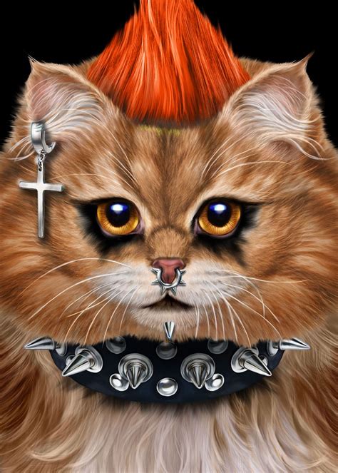 Punk Rock Cat With Mohawk Poster By Fox Republic Displate