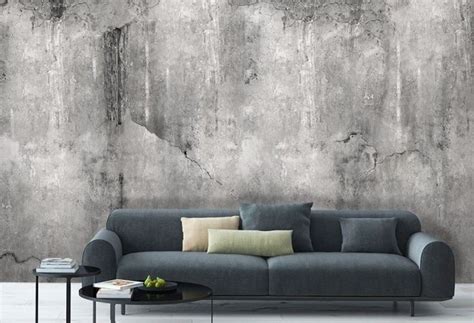Weathered Concrete Wallpaper Interior Design Concrete Walls Interior Wallpaper Living Room