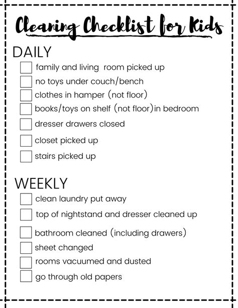 Cleaning Checklist For Kids A Sprinkle Of Joy