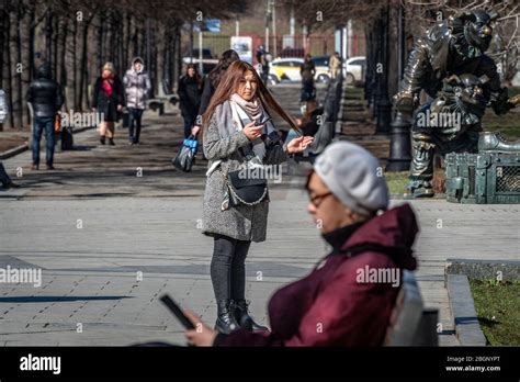 People On The Streets Of Moscow Russia Stock Photo Alamy