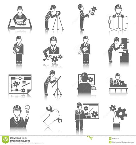 Set Of Engineer Icons Stock Vector Illustration Of Industrial 42921023