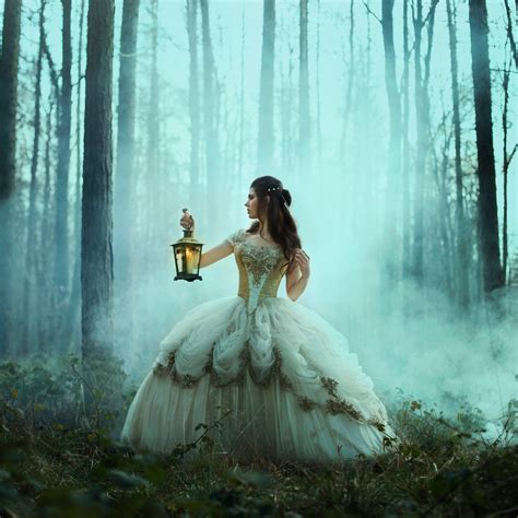 Girl 4k Wallpaper Lamp Forest Fog Woman Dream 5k Fantasy 4876
