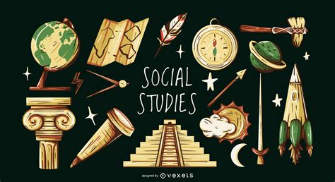 Social Studies Elements Illustration Set - Vector Download