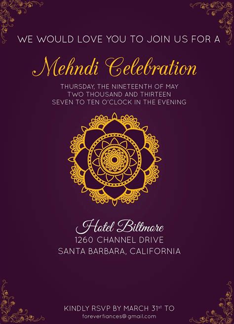 Get unique cards for every occasion! Mehndi Invitation Samples