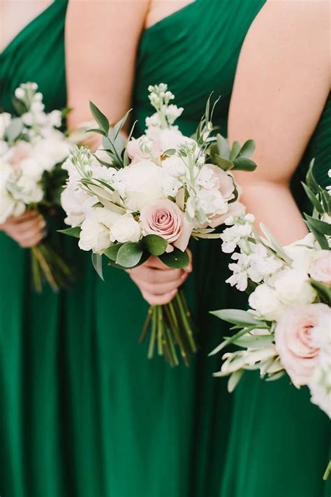 Simple White And Pink Bridesmaid Bouquets Wedding Bridesmaid Bouquets